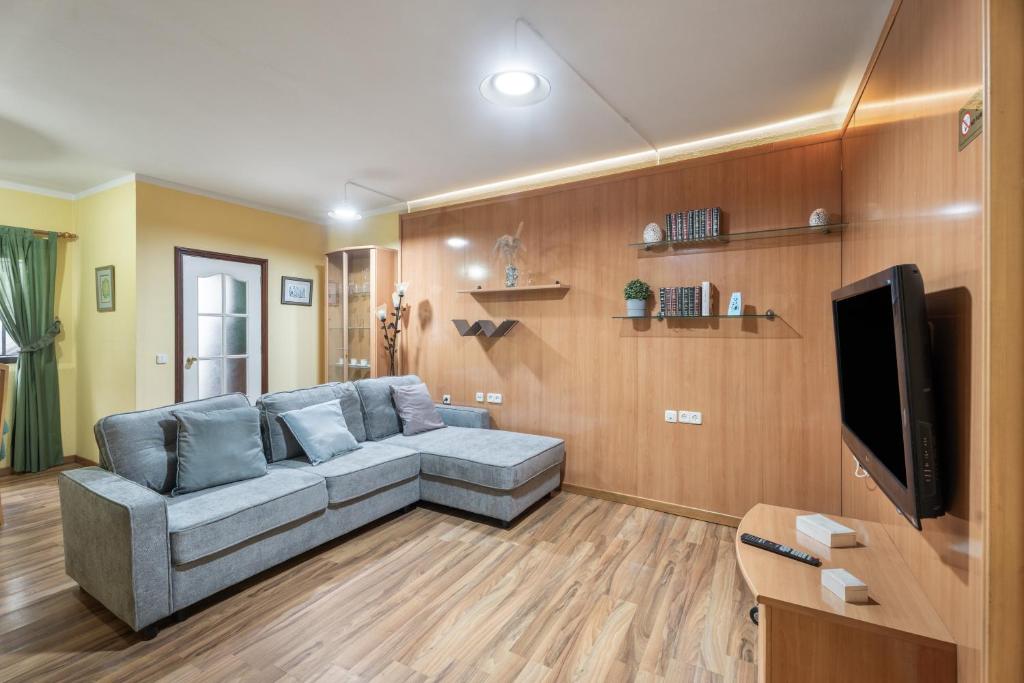 a living room with a couch and a tv at Casa Francisco in Granadilla de Abona