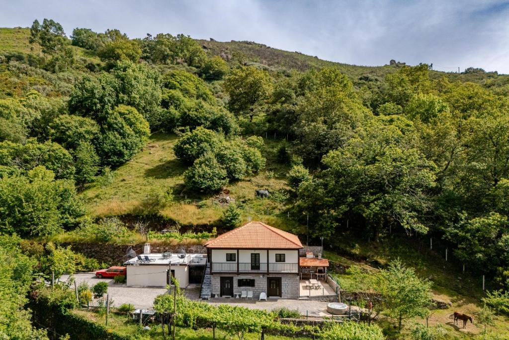 a house in the middle of a hill at Casa Mourelo Alojamento Local in Ponte da Barca