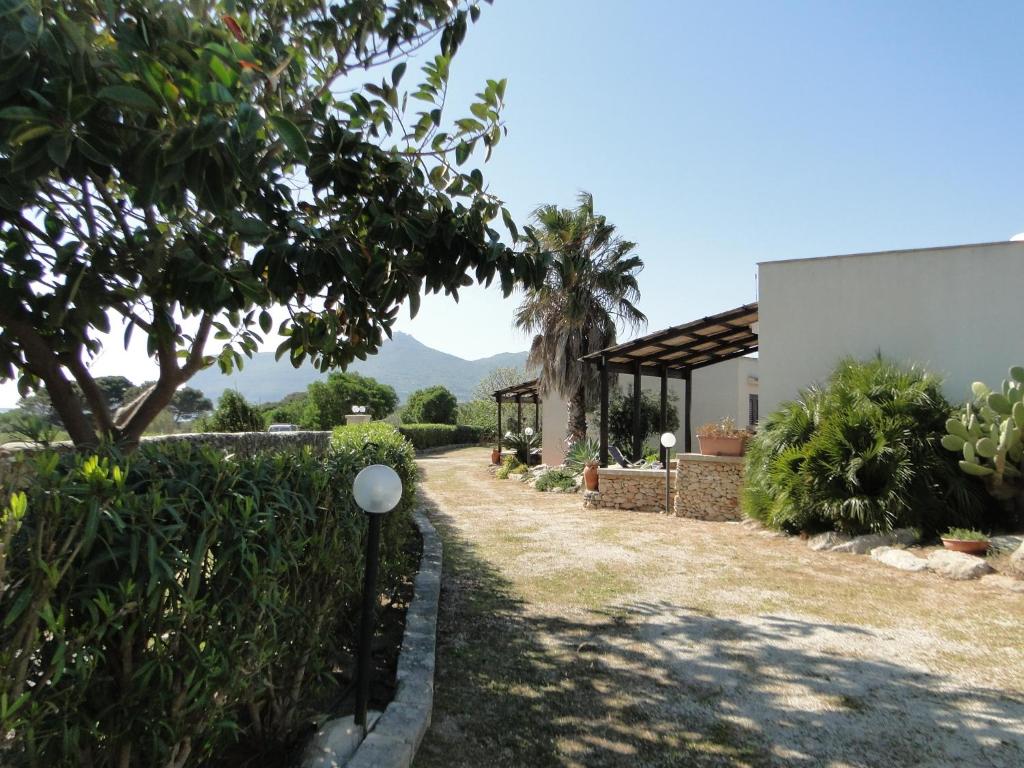 a garden with a house and a palm tree at Isola Di Favignana in Favignana