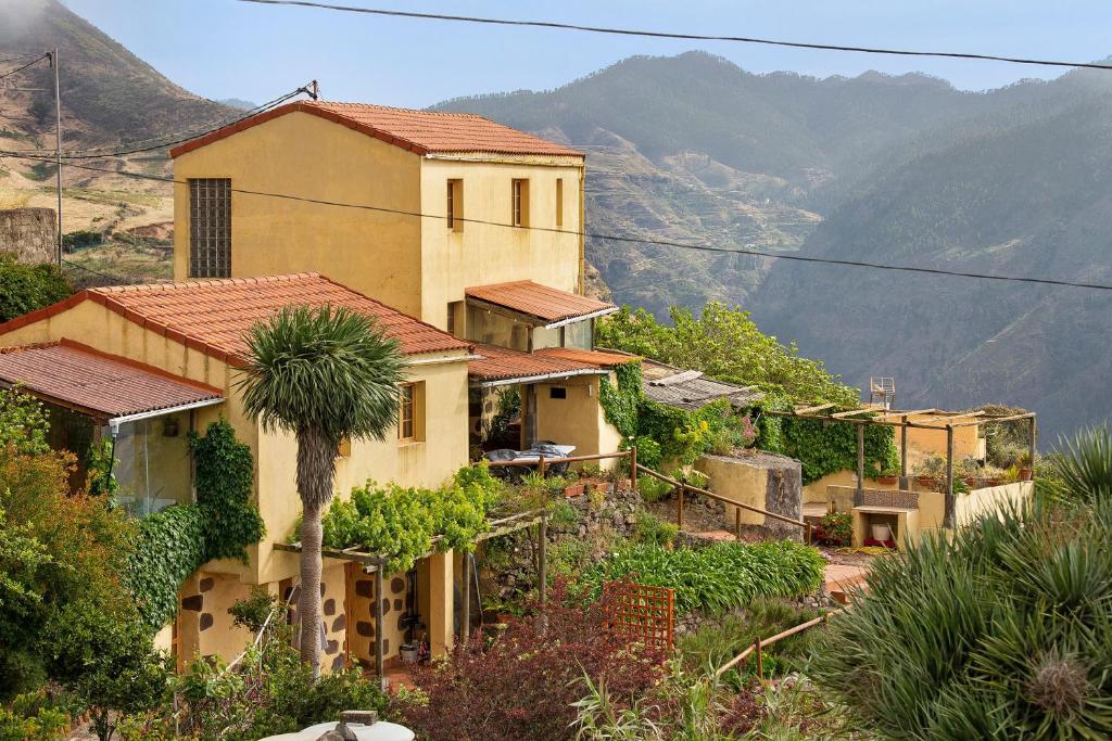 a house on a hill with a palm tree at Mirador de la Abuela in Gáldar