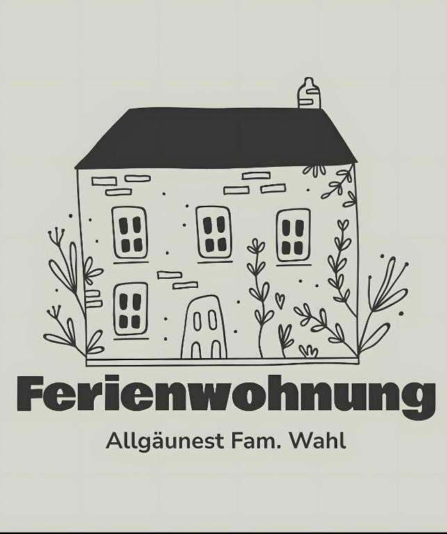 a drawing of a house with the words fernrowing australinant farmwealth at Ferienwohnung Allgäunest in Argenbühl