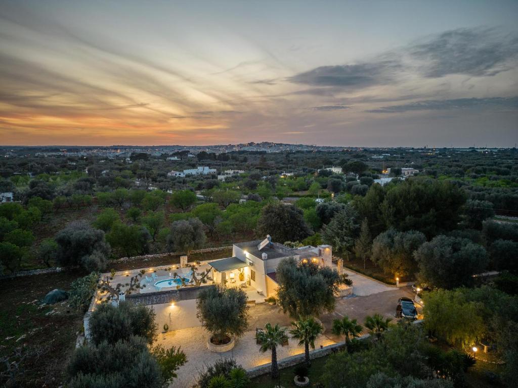 an aerial view of a house with a pool at Villa Narkive in Carovigno