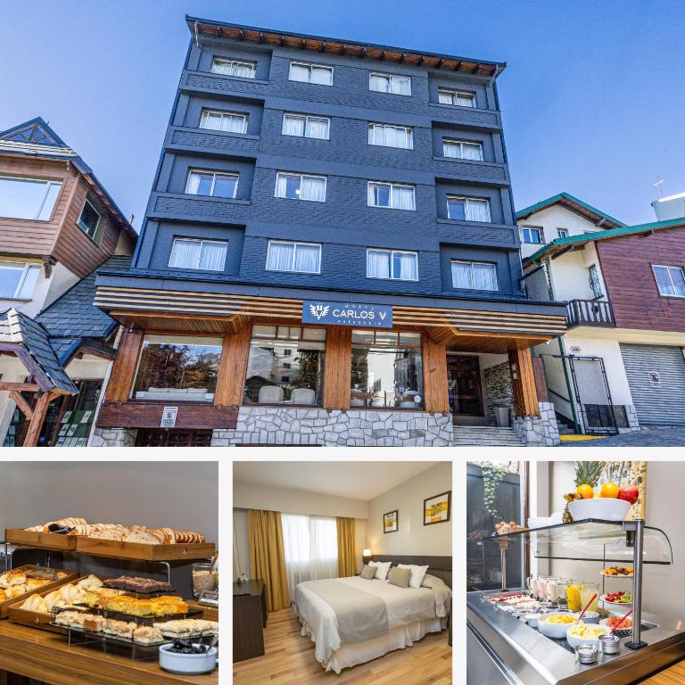 a collage of photos of a hotel at Carlos V Patagonia in San Carlos de Bariloche