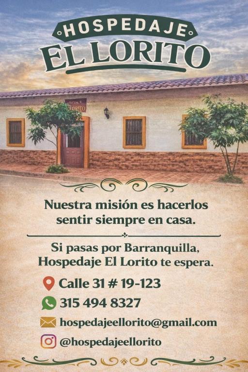 a sign for a house with a picture of a house at Hospedaje El Lorito in Barranquilla