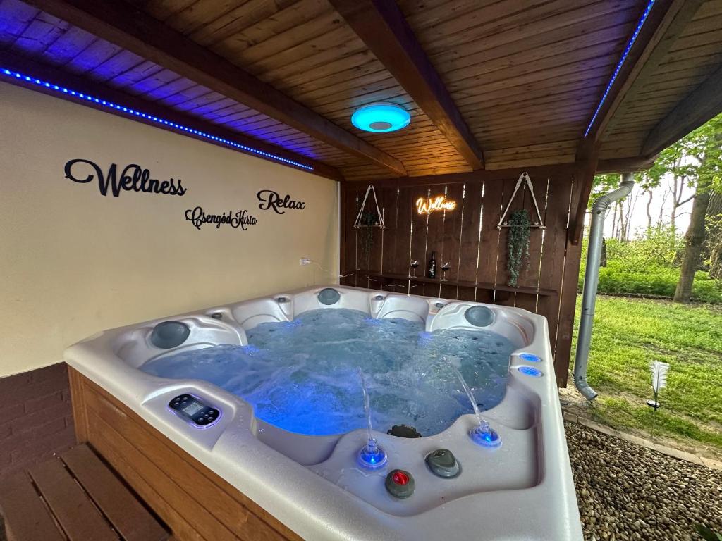 a jacuzzi tub in a house at Csengőd Kúria in Csengőd