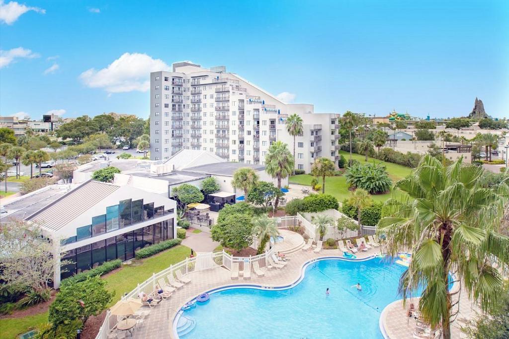 an aerial view of a resort with a swimming pool at 3315-Magic StudioCondo near Universal in Orlando