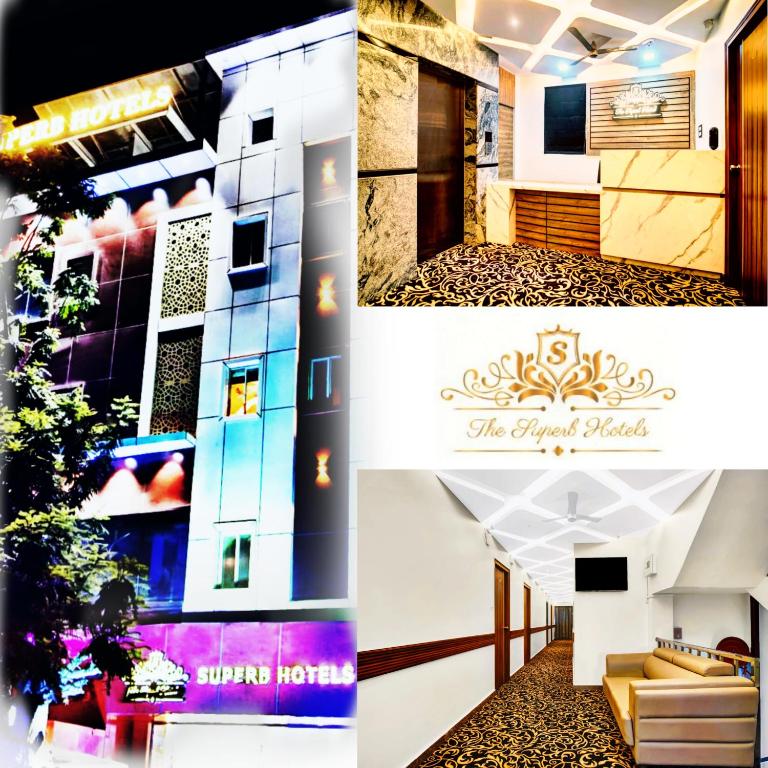 a collage of photos of a hotel lobby at THE SUPERB HOTEL PVT LTD in Hyderabad