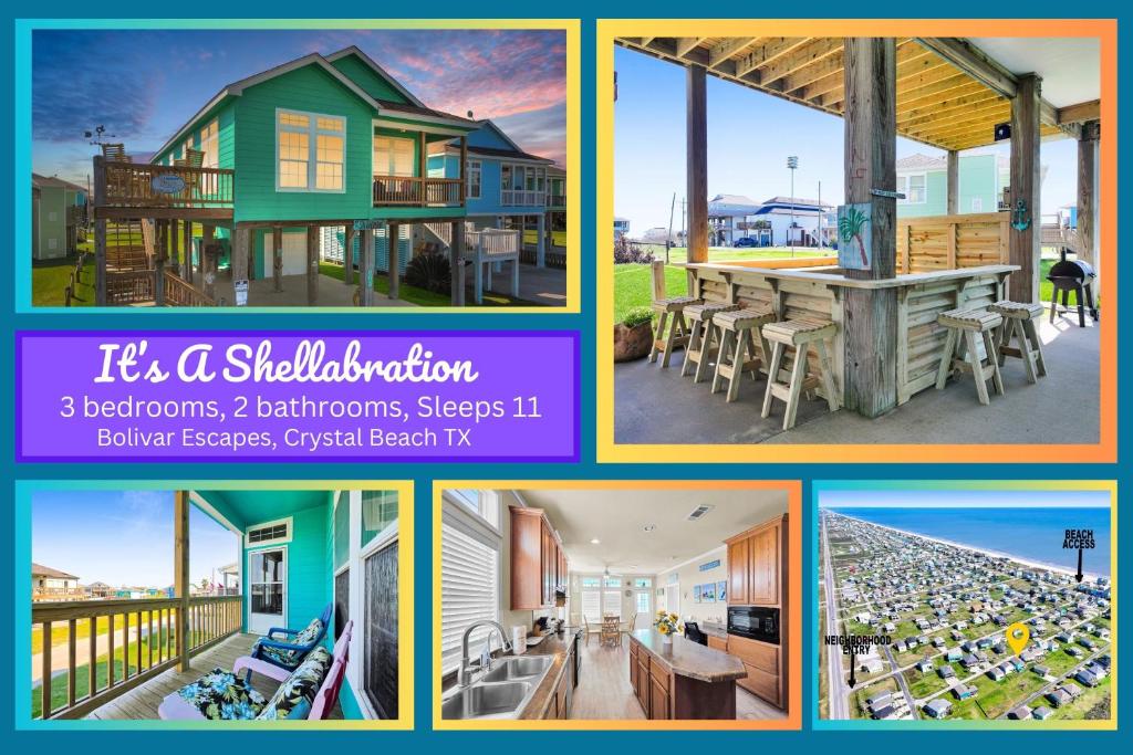 a collage of pictures of a house at It's a Shellabration home in Crystal Beach