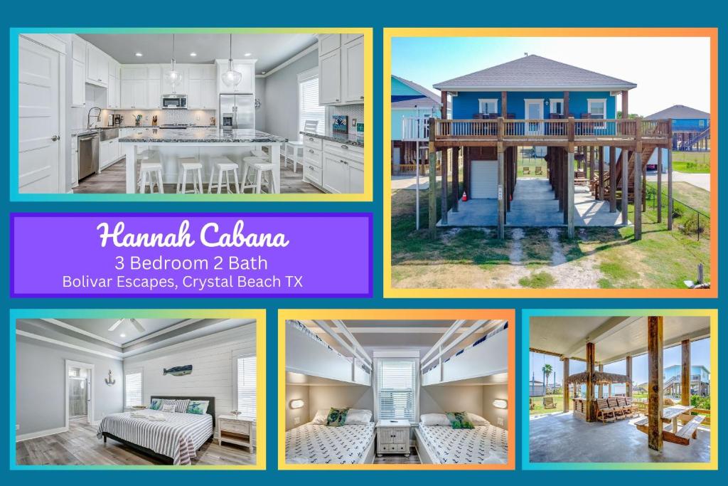a collage of pictures of a house at Hannah Cabana home in Crystal Beach