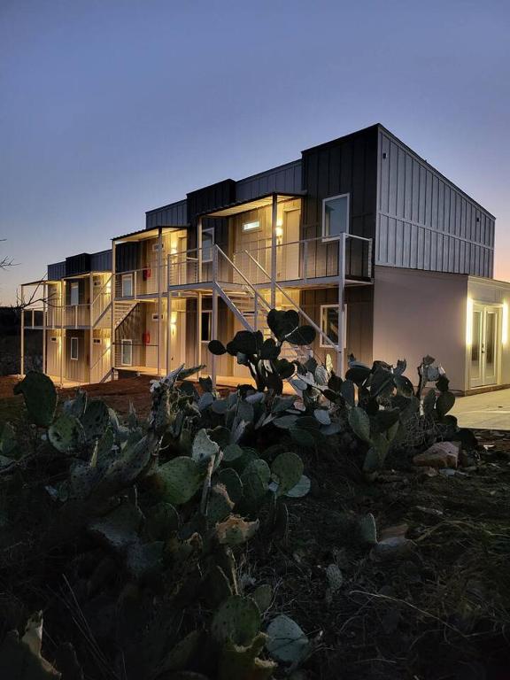 a building with a lot of lights on it at Medicine Park Flat's #05 in Medicine Park