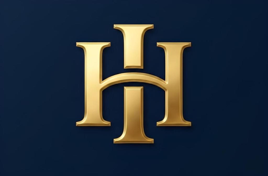 a gold letter h on a blue background at Hotel Iung in Alfredo Wagner