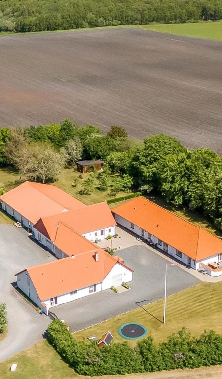 an overhead view of a group of buildings with orange roofs at Sov Godt i Arnborg Bed & Breakfast in Arnborg