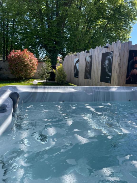 a swimming pool filled with water in a yard at Love Room Fire Sens in Breurey-lès-Faverney