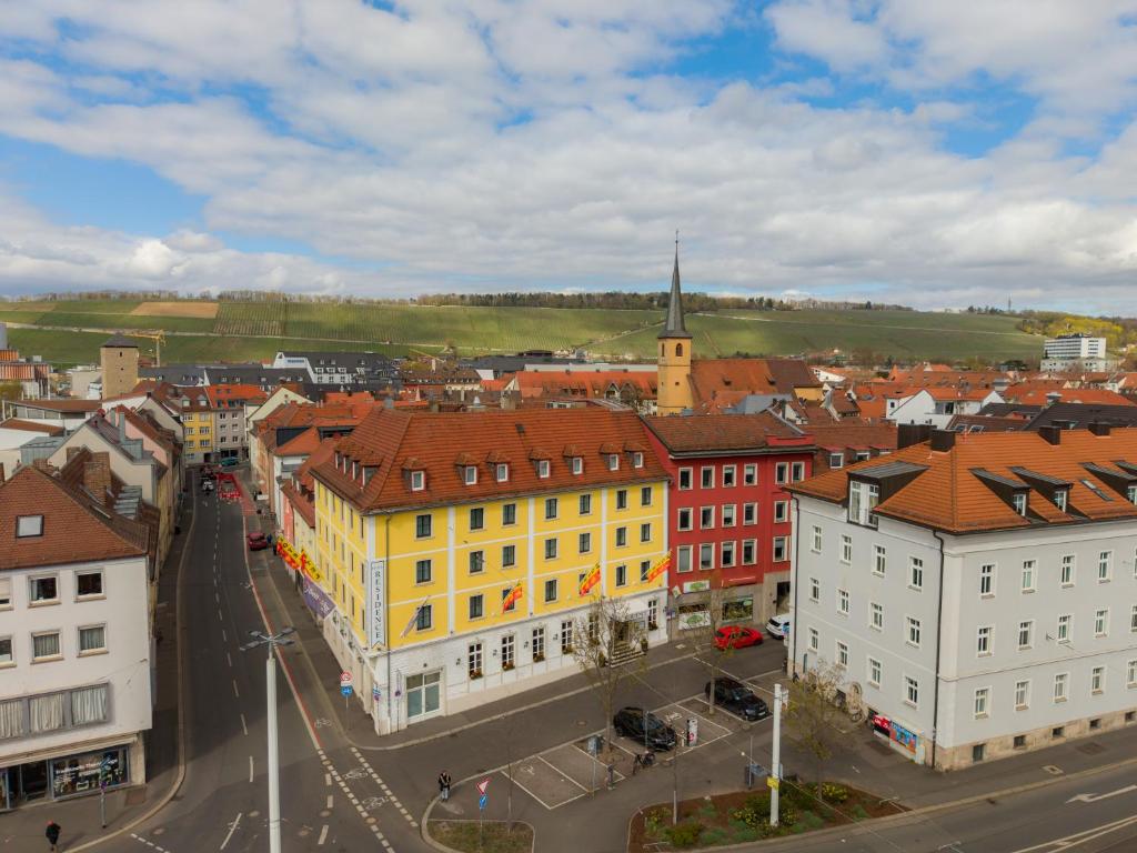 an aerial view of a city with buildings at Hotel Residence in Würzburg