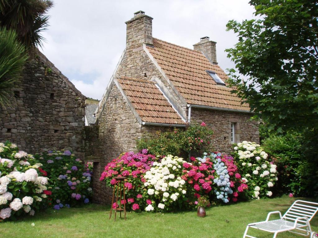 a garden of flowers in front of a house at La petite maison du cap in Omonville-la-Rogue