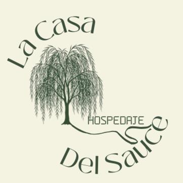 a drawing of a palm tree with the words la casa hospitable stability at Hospedaje La Casa del Sauce in Obligado
