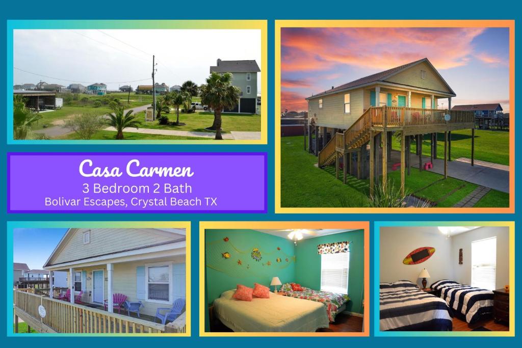 a collage of pictures of a house and a beach at Casa Carmen home in Crystal Beach