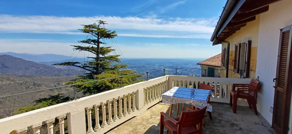 a balcony of a house with a table and chairs at Casa del Moro al Sacro Monte app1 in Varese