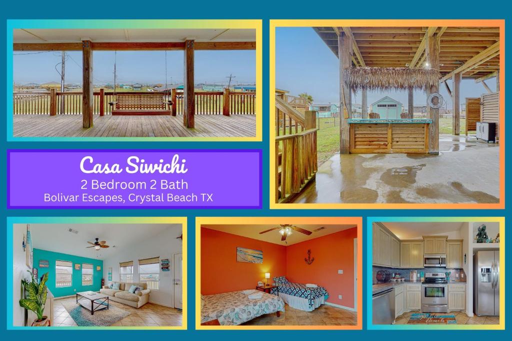 a collage of four pictures of a house at Casa Siwichi home in Crystal Beach
