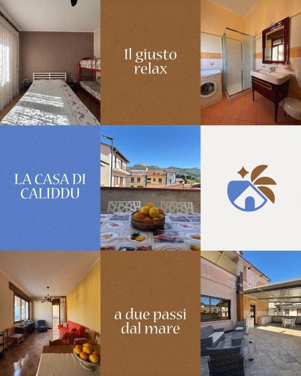 a collage of photos of a hotel room at La casa di Caliddu in Torrenova