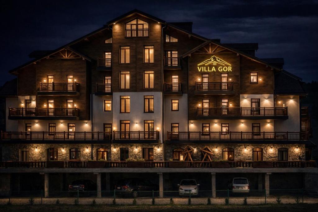 a rendering of the villa gin at night at Апартаменти Вілла Гор in Bukovel