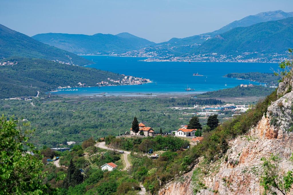 a view of a lake from a mountain at Dream View Villa in Kotor