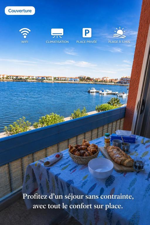 Le Marina Blue Vista - Vue Etang - Place de parking privé - Plage à 5 min - Climatisation - Wifi