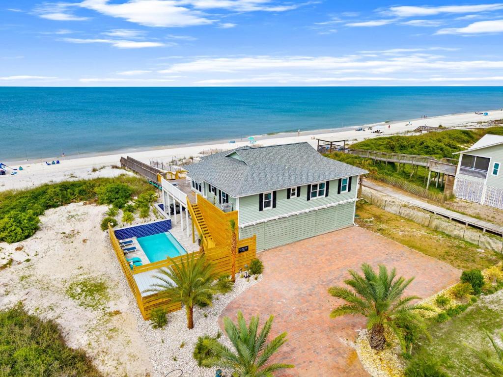an overhead view of a house on the beach at Pet Friendly Beachfront Home - Casa Bella Del Sol in Cape San Blas