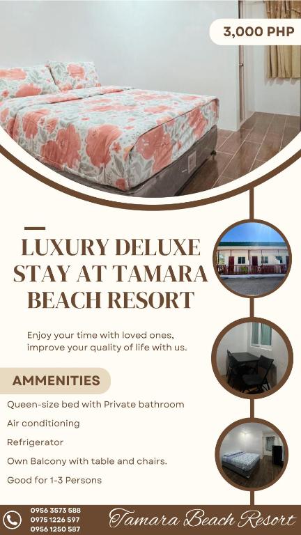 a flyer for a luxury furniture show at tamarama beach resort at Tamara Beach Resort in Bailat