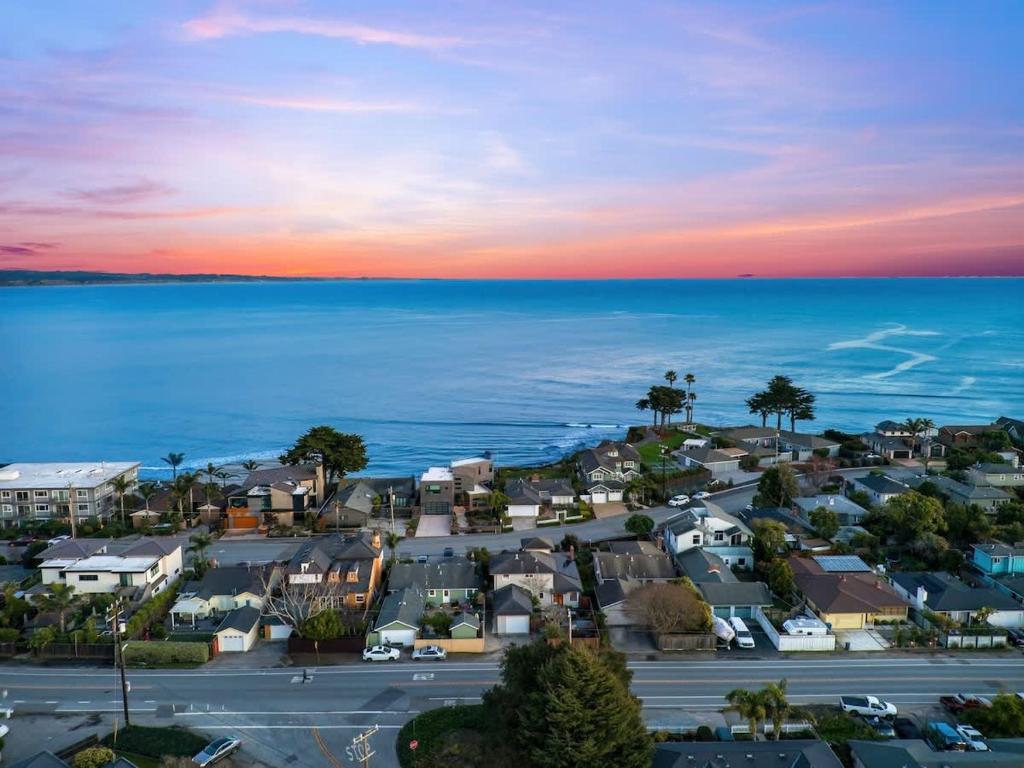 an aerial view of a town next to the ocean at Opal Cliff Overlook in Santa Cruz