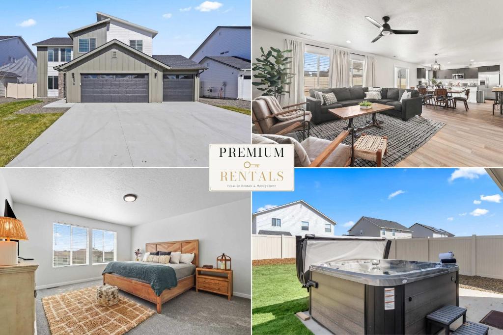 a collage of pictures of a house at Spacious 6BR - Sleeps 22 - Game Room & Pool Access in Meridian
