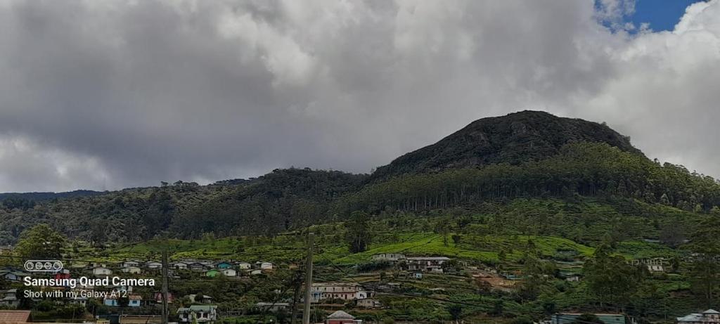 a view of a mountain with houses and trees at Himidiri Villa in Nuwara Eliya