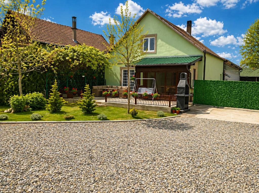 a house with a gravel driveway at Petrović Garden in Inđija