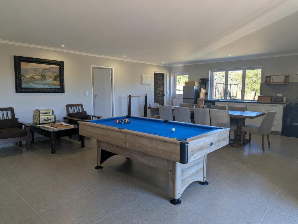 a living room with a pool table in it at Potjesberg Lodge in Laudina
