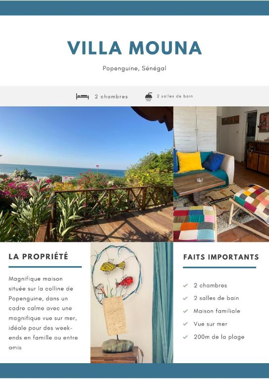 a collage of photos of a villa mauna website at Villa Mouna in Poponguine