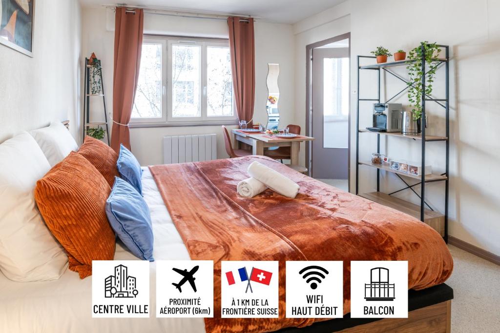 Studio balcon, proche gare, aéroport et frontière – photo 1