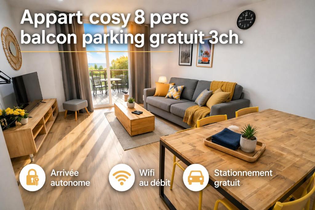 Appart cosy 8 pers Balcon Parking gratuit 3 ch – photo 1