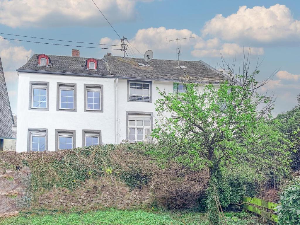 a white house with a tree in front of it at Münstermaifeld in Münstermaifeld