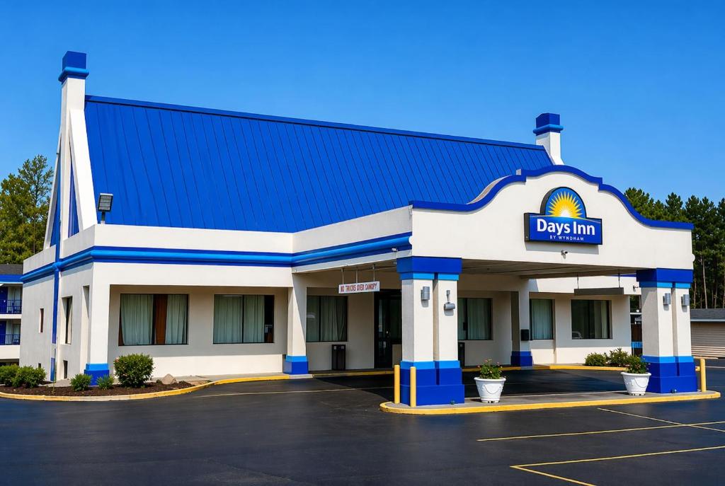 a day inn building with a parking lot at Days Inn by Wyndham Ruther Glen Kings Dominion Area in Ruther Glen