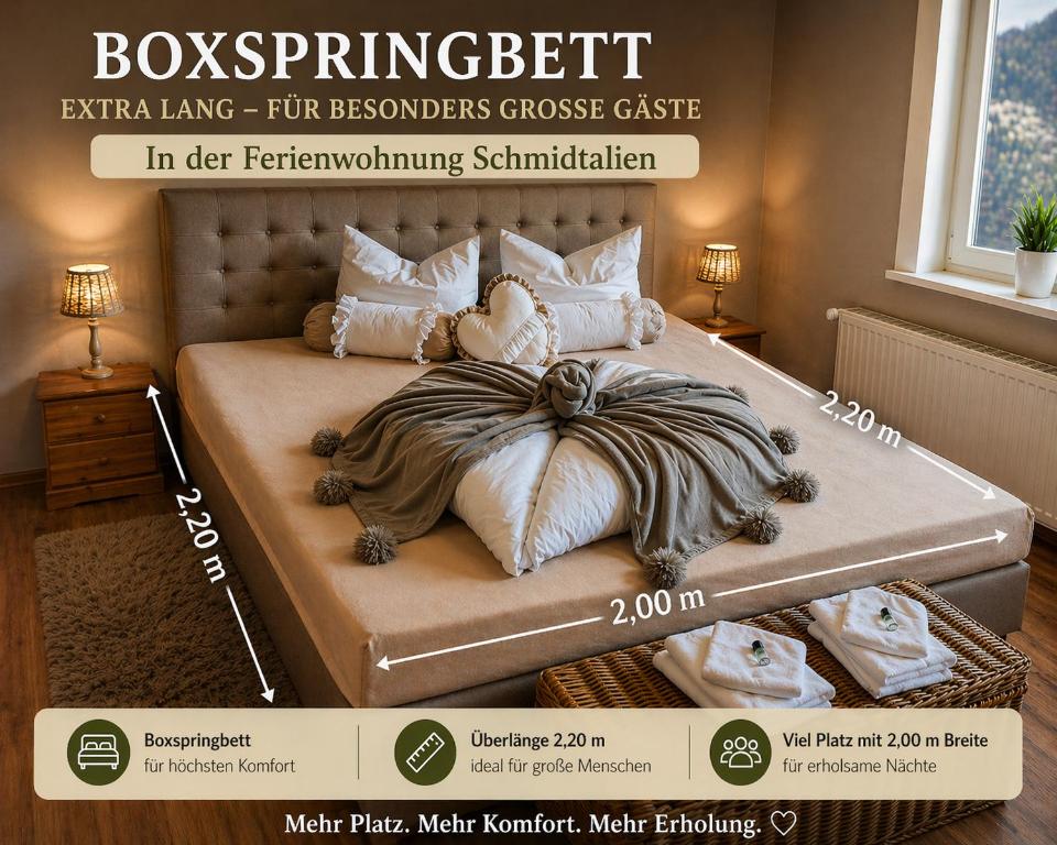 a poster of a bed in a room at Ferienwohnung Schmidtalien,inklusive Infrarotsauna in Dommitzsch