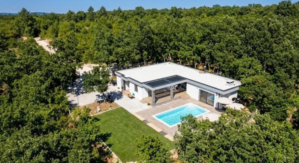 an overhead view of a house with a swimming pool at Luxury Villa Grey in Široki Brijeg