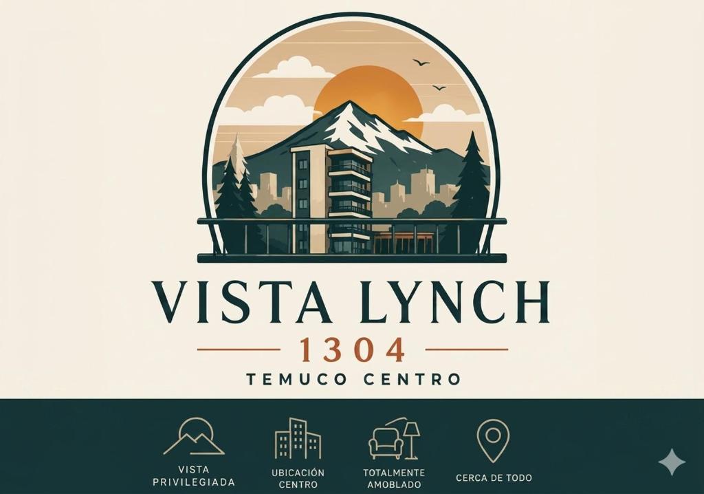 a logo for a vista ivy hotel in a dome with a mountain at Departamento centro Temuco in Temuco