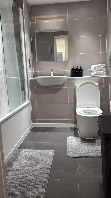 a bathroom with a toilet and a sink at Malijeed Services limited in London