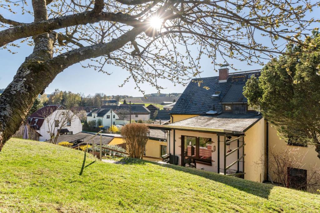 a house on a hill with a tree at Haus Schmucker in Hohekreuz