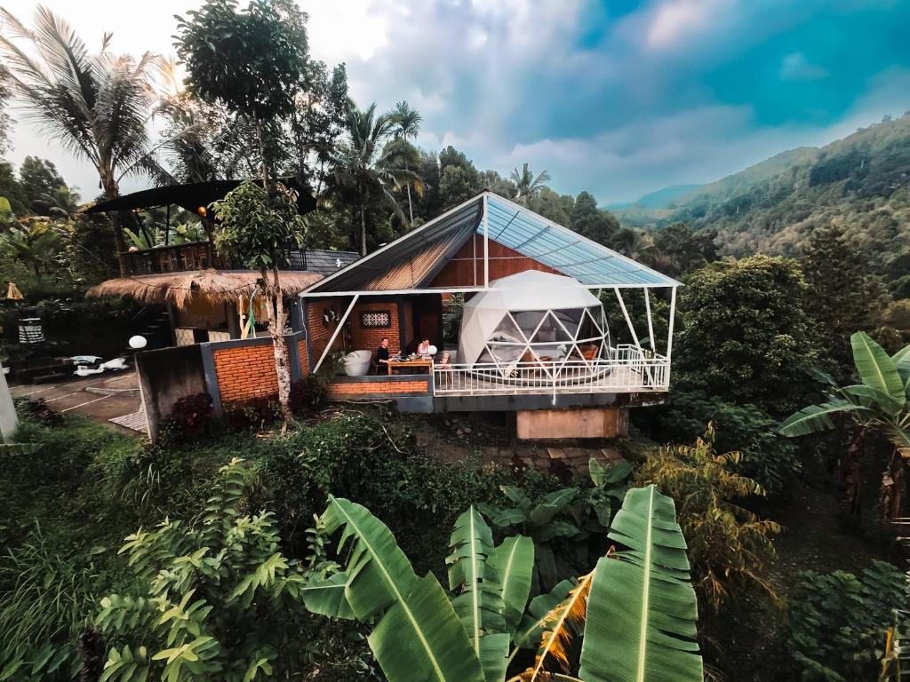 an aerial view of a house in a forest at Moondock Luxury Camp in Munduk