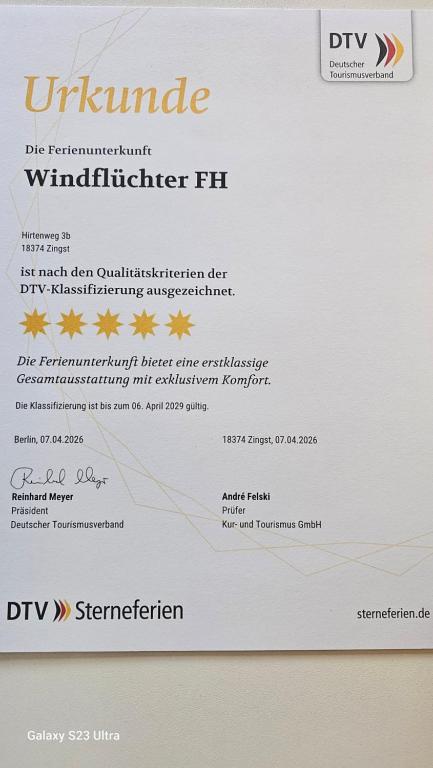 a rejection letter for a dyridate document at Ferienhaus-Windflüchter Hirtenweg 3B in Zingst