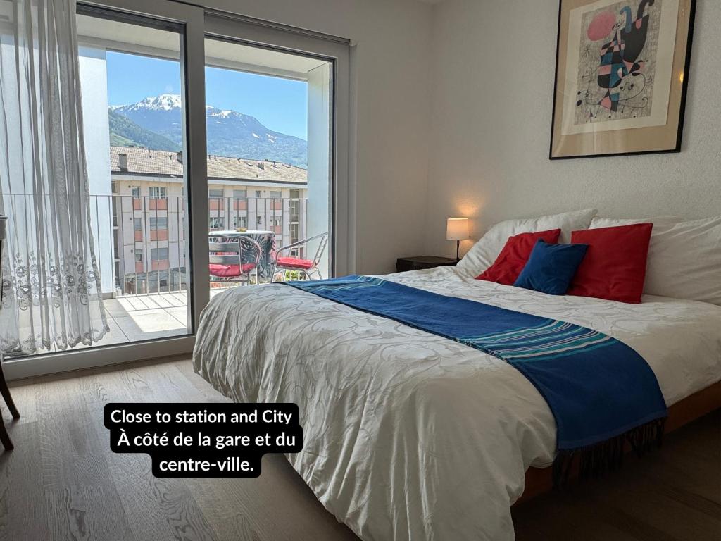 En eller flere senge i et værelse på City Business Flat, Gare, Bus & Centre à Pied