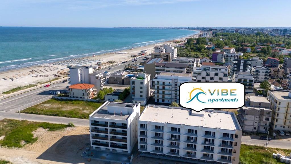 a view of the beach from a building at VIBE Apartments in Năvodari