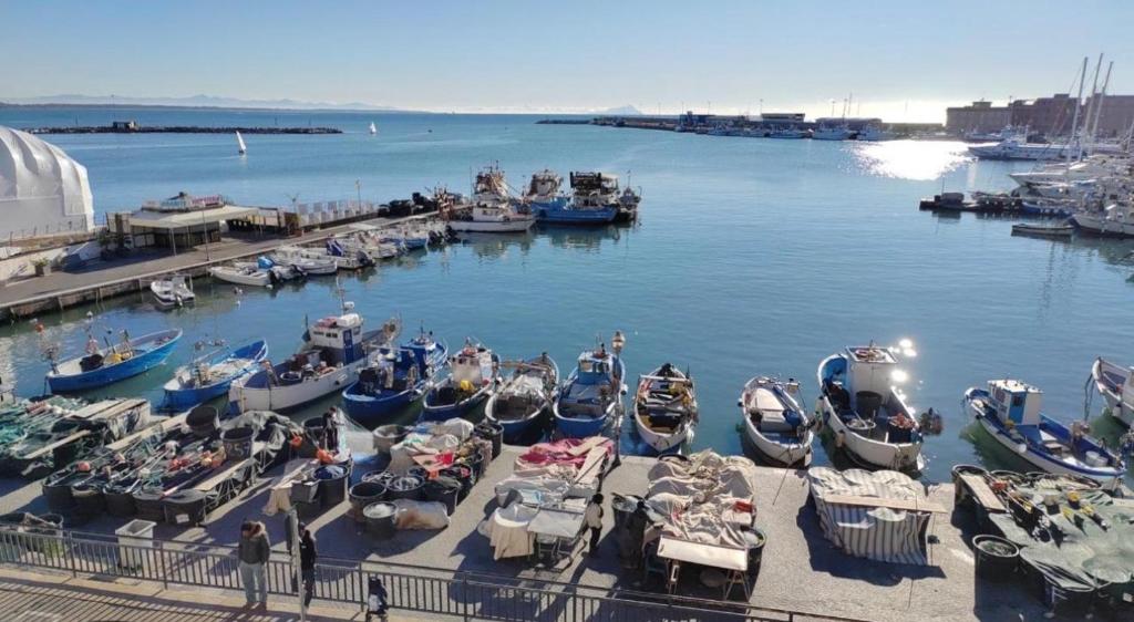 a group of boats are docked in a marina at Tower casa vacanze 1 in Anzio