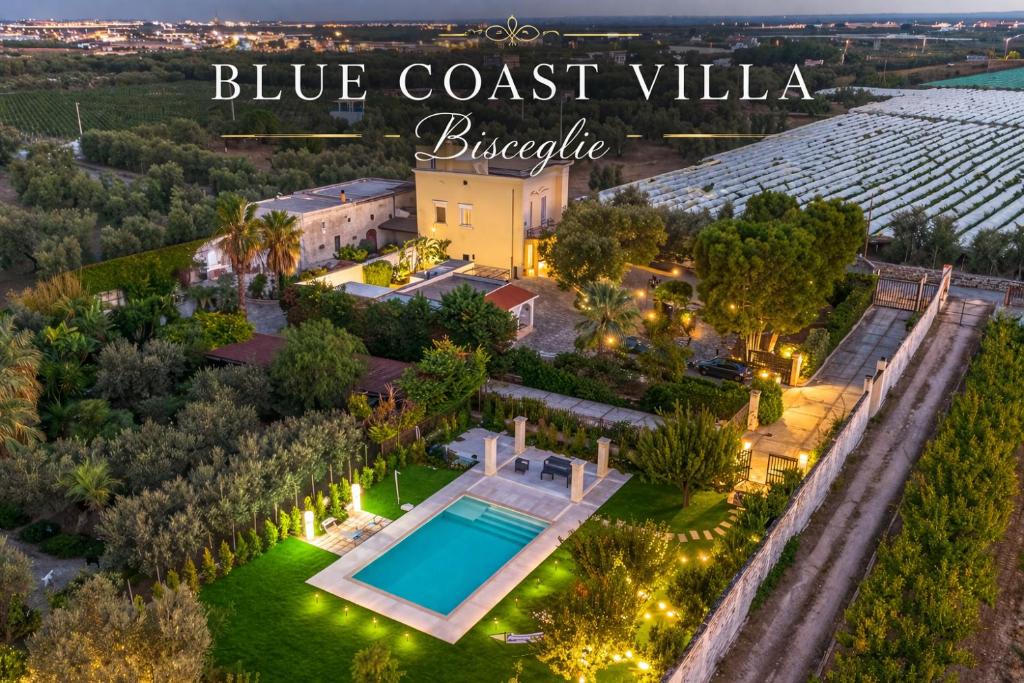an aerial view of a blue cost villa blueprint at Blue Coast Luxury Private Villa, Pool, Jacuzzi, Guesthouse in Bisceglie